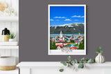Reykjavik Travel Poster, Reykjavik Travel Print, Iceland NQ Media Designs