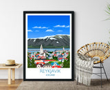 Reykjavik Travel Poster, Reykjavik Travel Print, Iceland NQ Media Designs