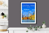 Central Park Travel Poster, New York, Travel Print of Central Park, City of New York, USA NQ Media Designs