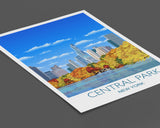 Central Park Travel Poster, New York , Travel Print of Central Park, City of New York, USA NQ Media Designs