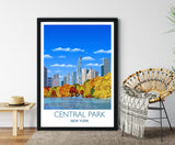 Central Park Travel Poster, New York , Travel Print of Central Park, City of New York, USA NQ Media Designs