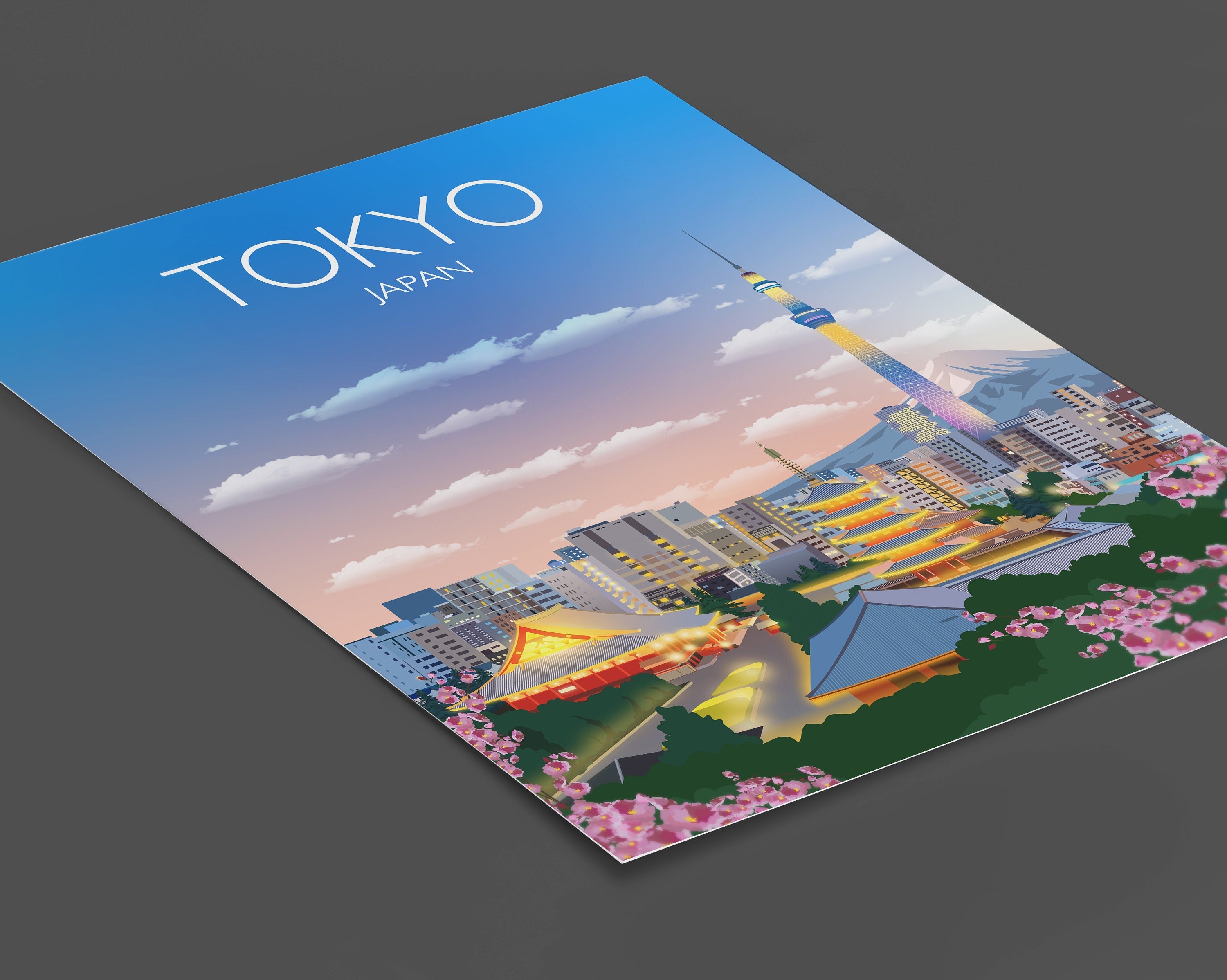 Tokyo Travel Poster, Travel Print of Tokyo, City of Tokyo, Japan NQ Media Designs