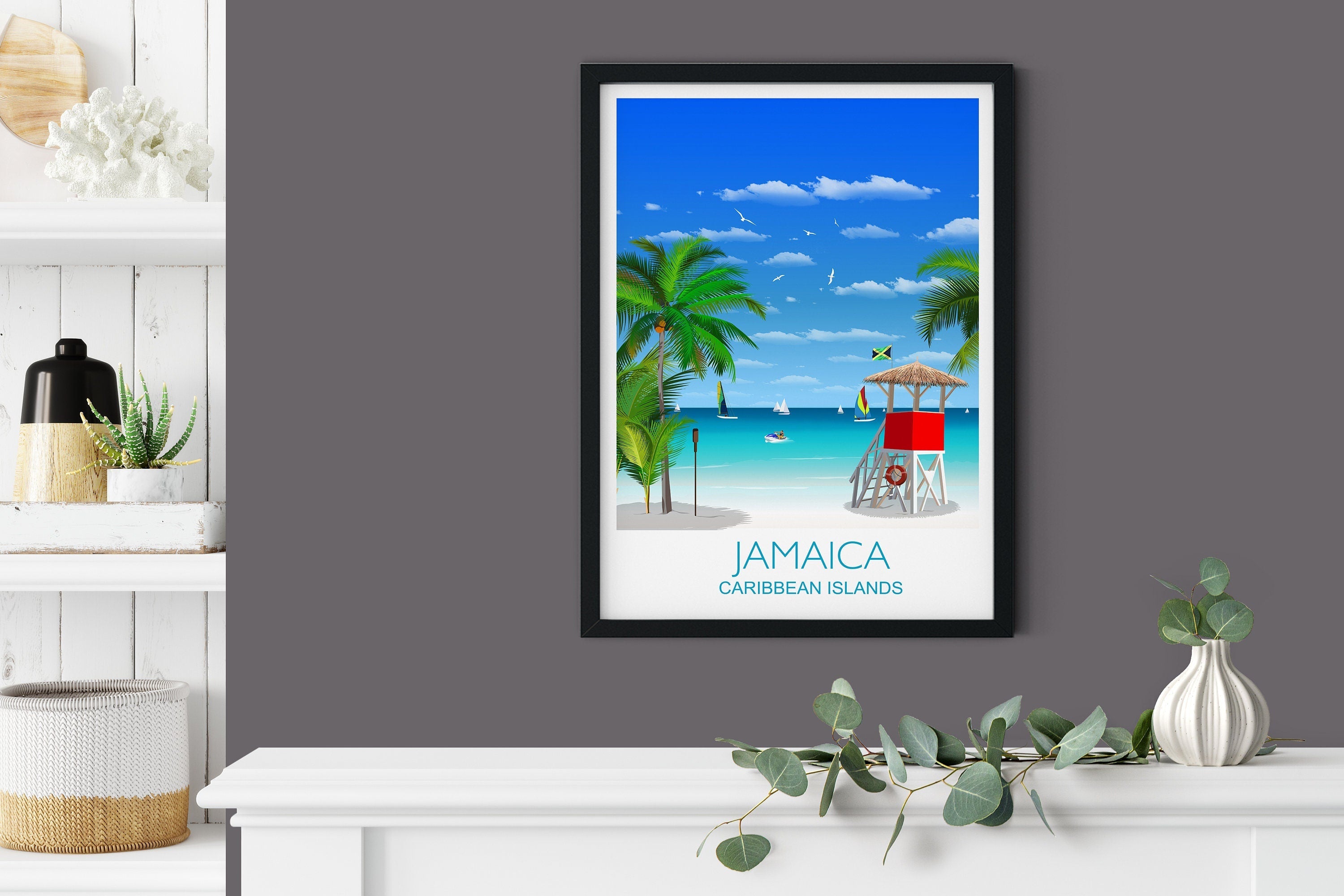 Jamaica Travel Print, Travel Poster of Jamaica, Caribbean NQ Media Designs