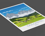 Dolomites Travel Poster, Travel Print of Dolomites, Italy NQ Media Designs