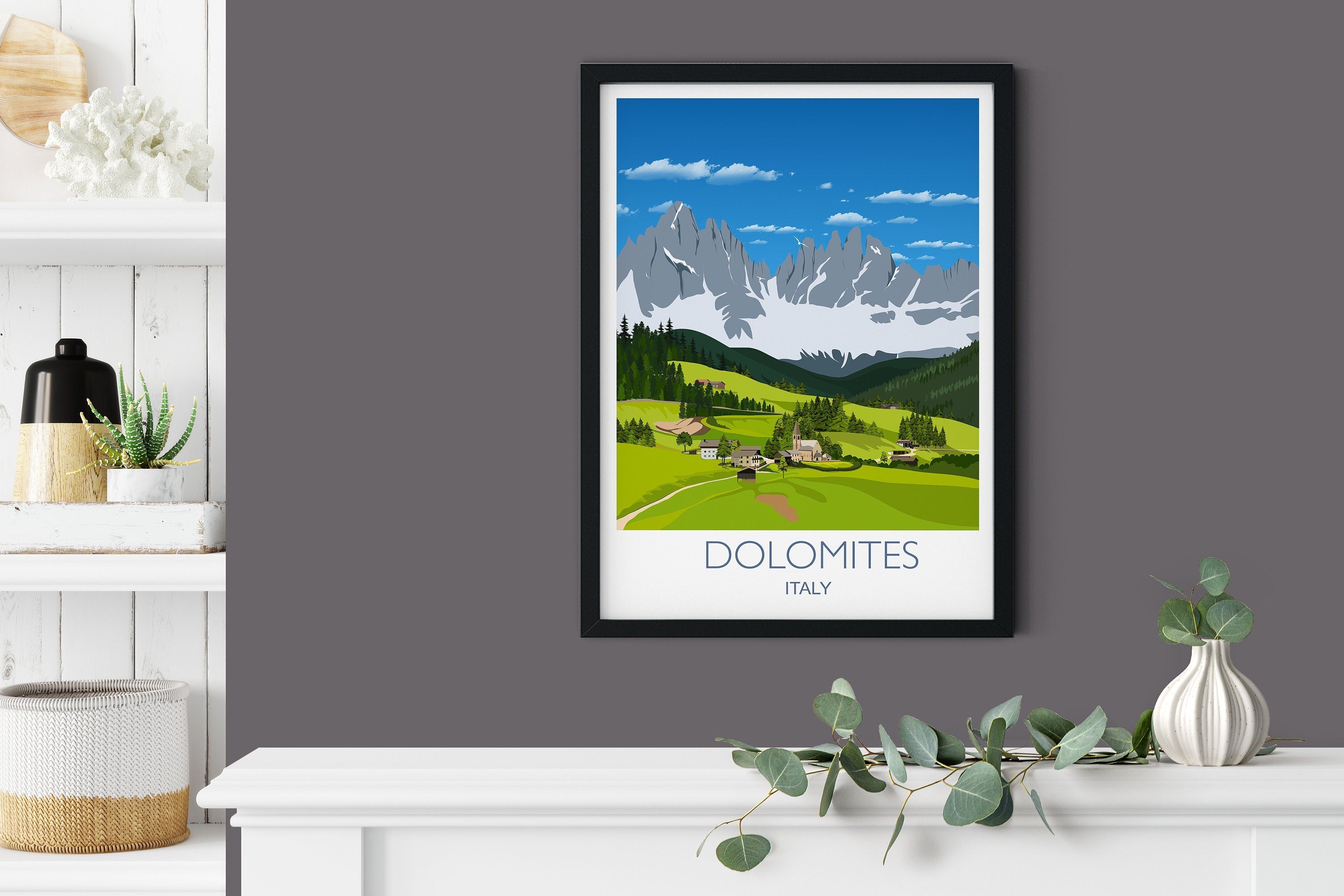 Dolomites Travel Poster, Travel Print of Dolomites, Italy NQ Media Designs