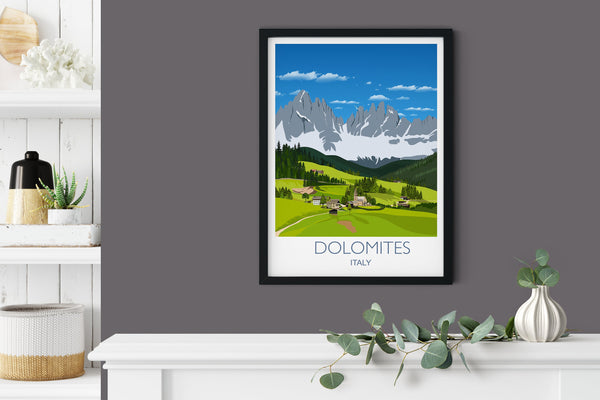 Dolomites Travel Poster, Travel Print of Dolomites, Italy