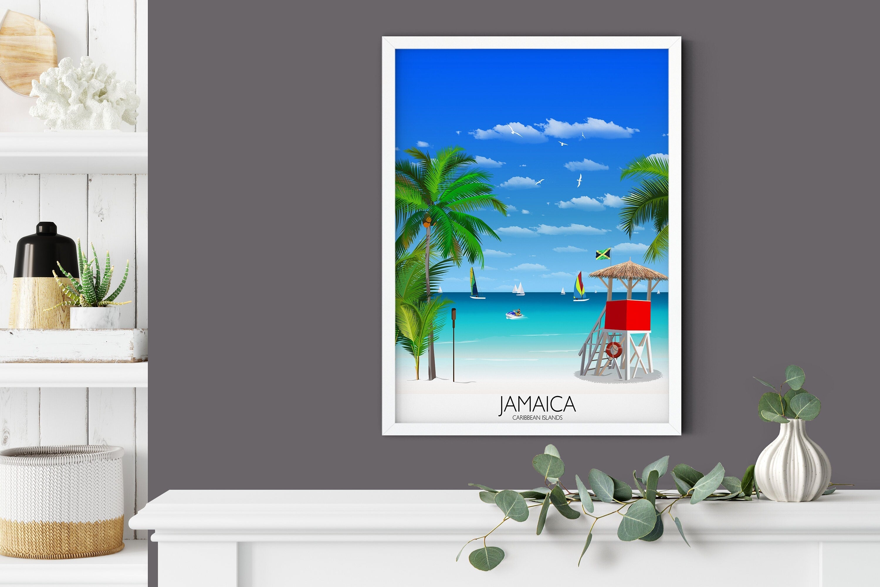 Jamaica Travel Poster, Travel Print of Jamaica, Caribbean NQ Media Designs