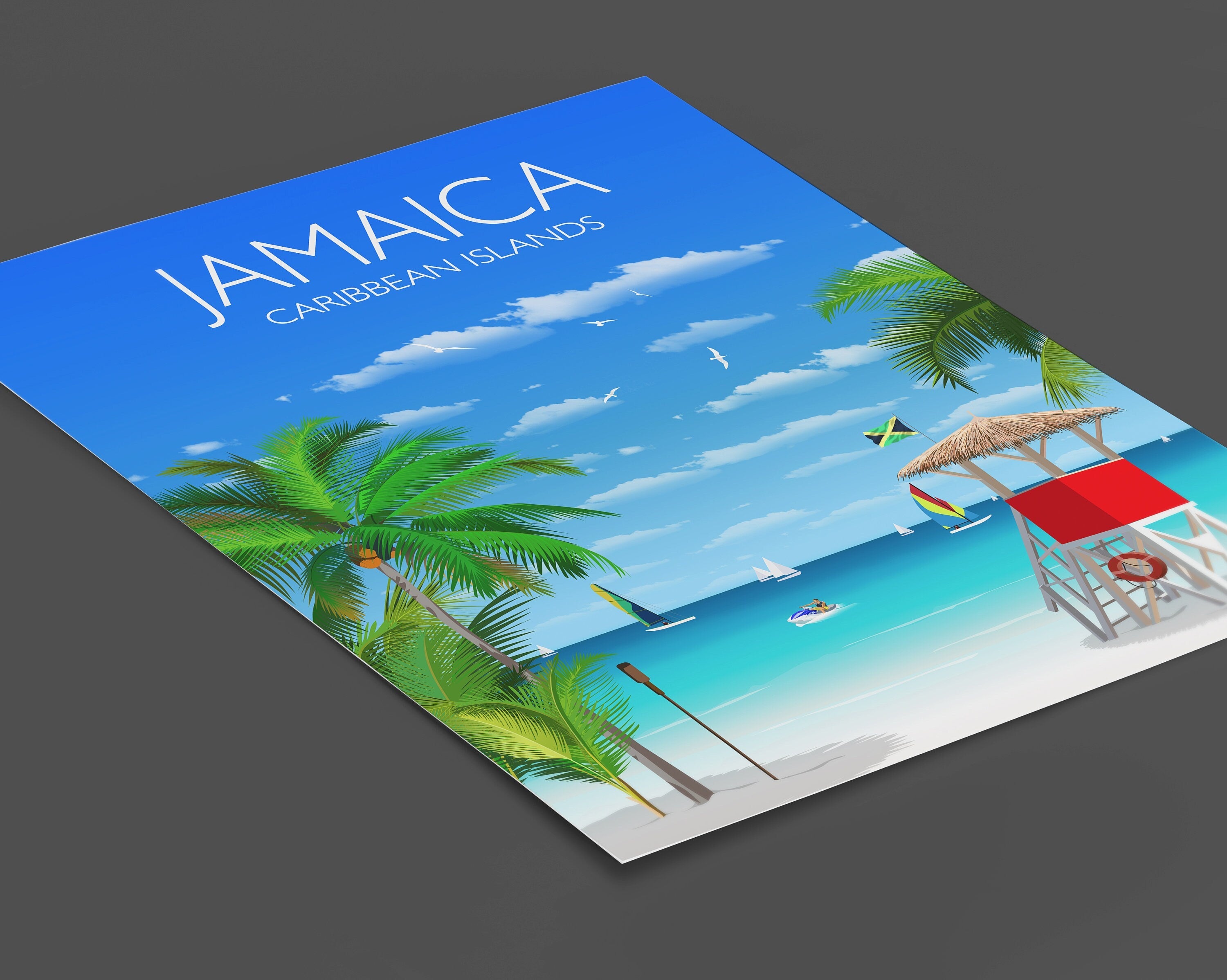 Jamaica Travel Poster, Travel Print of Jamaica, Caribbean NQ Media Designs