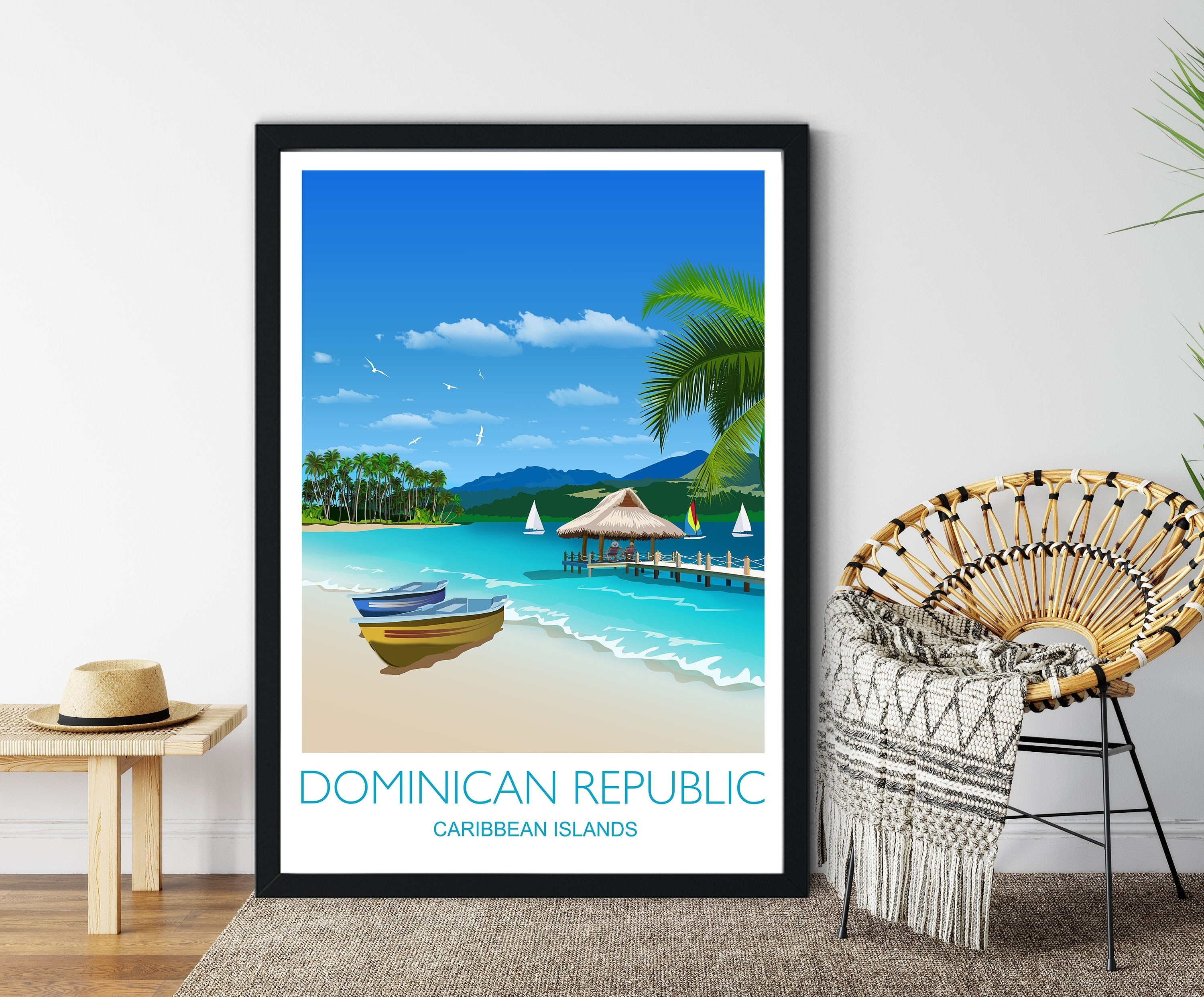 Dominican Republic Travel Print, Travel Poster of Dominican Republic, Caribbean NQ Media Designs