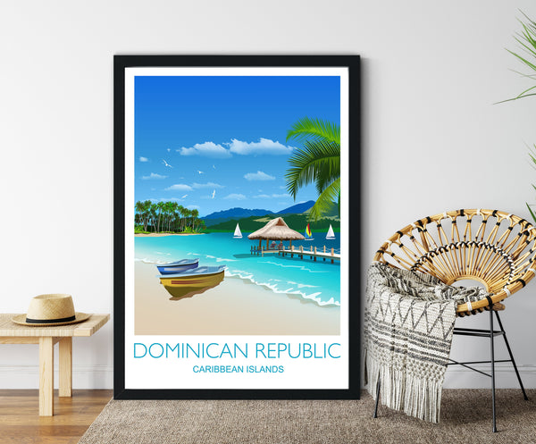 Dominican Republic Travel Print, Travel Poster of Dominican Republic, Caribbean