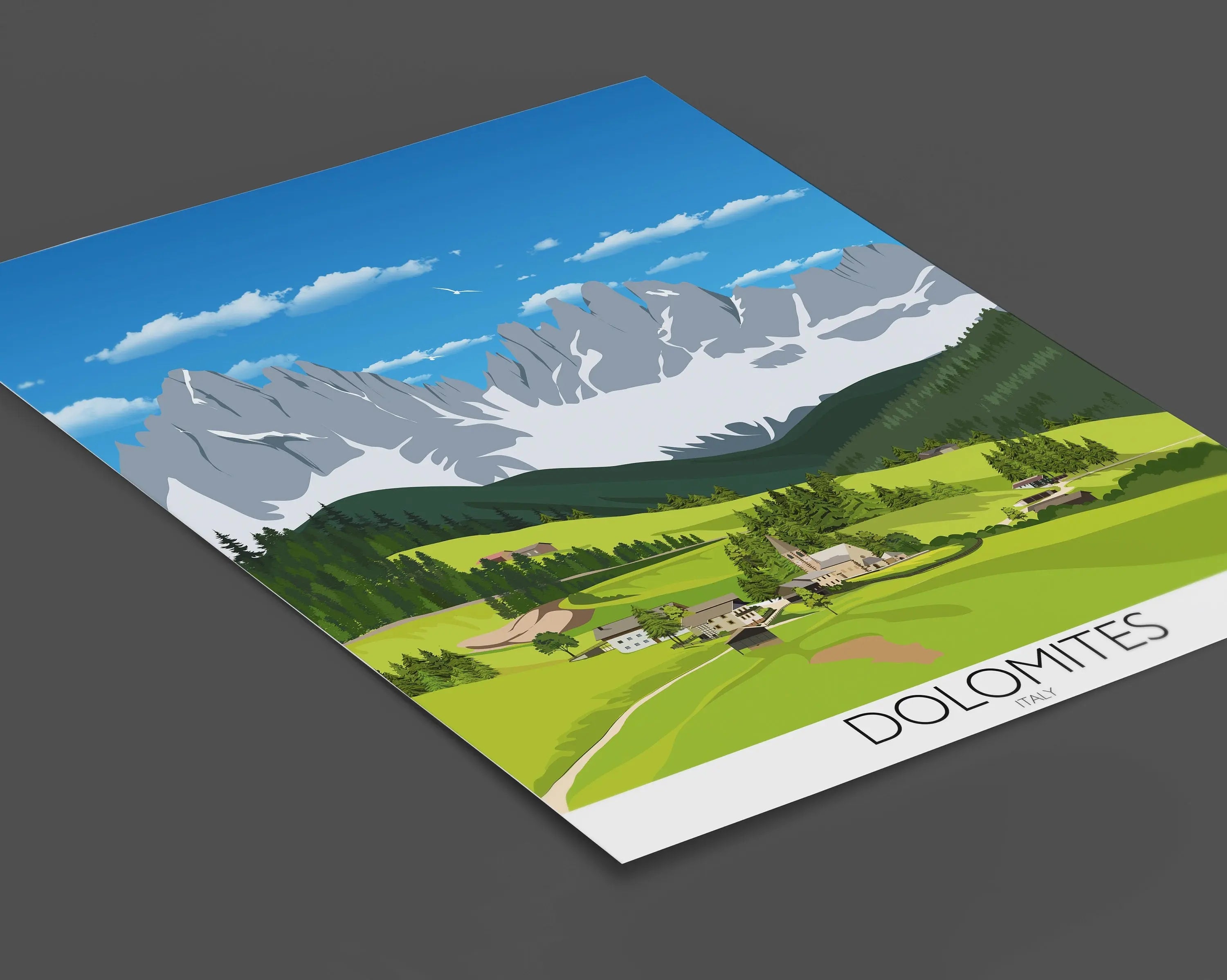 Dolomites Travel Poster, Traditional travel print - Dolomites, Italy NQ Media Designs