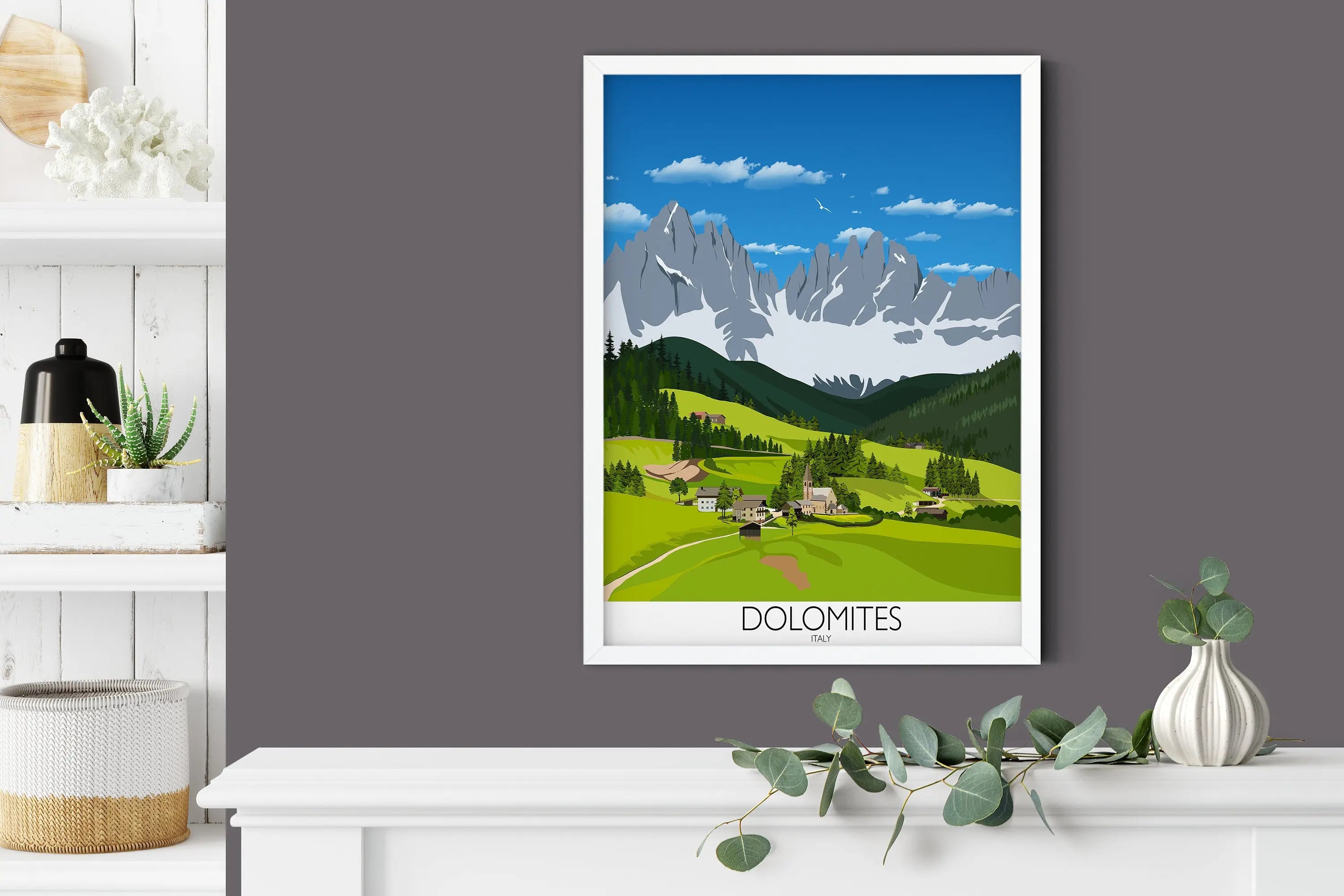 Dolomites Travel Poster, Traditional travel print - Dolomites, Italy NQ Media Designs