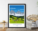 Dolomites Travel Poster, Travel Print of Dolomites, Italy NQ Media Designs