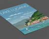 Lake Lugano Travel Poster, Travel Print of Lake Lugano, Italian Lakes, Italy