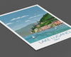 Lake Lugano Travel Poster, Travel Print of Lake Lugano, Italian Lakes, Italy