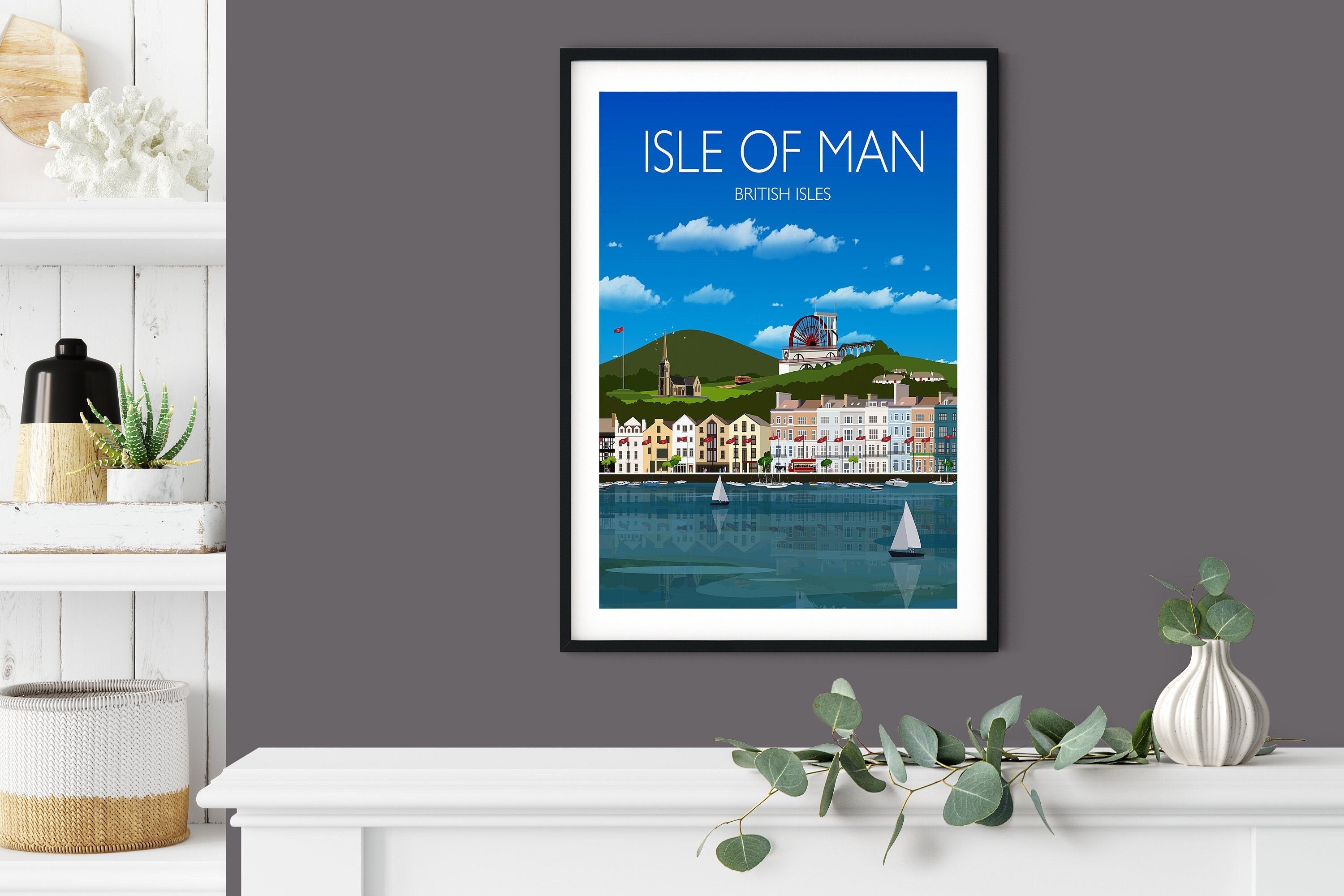 Isle of Man Travel Print, Isle of Man Poster, Isle of Man, British Isles, UK Travel Poster NQ Media Designs