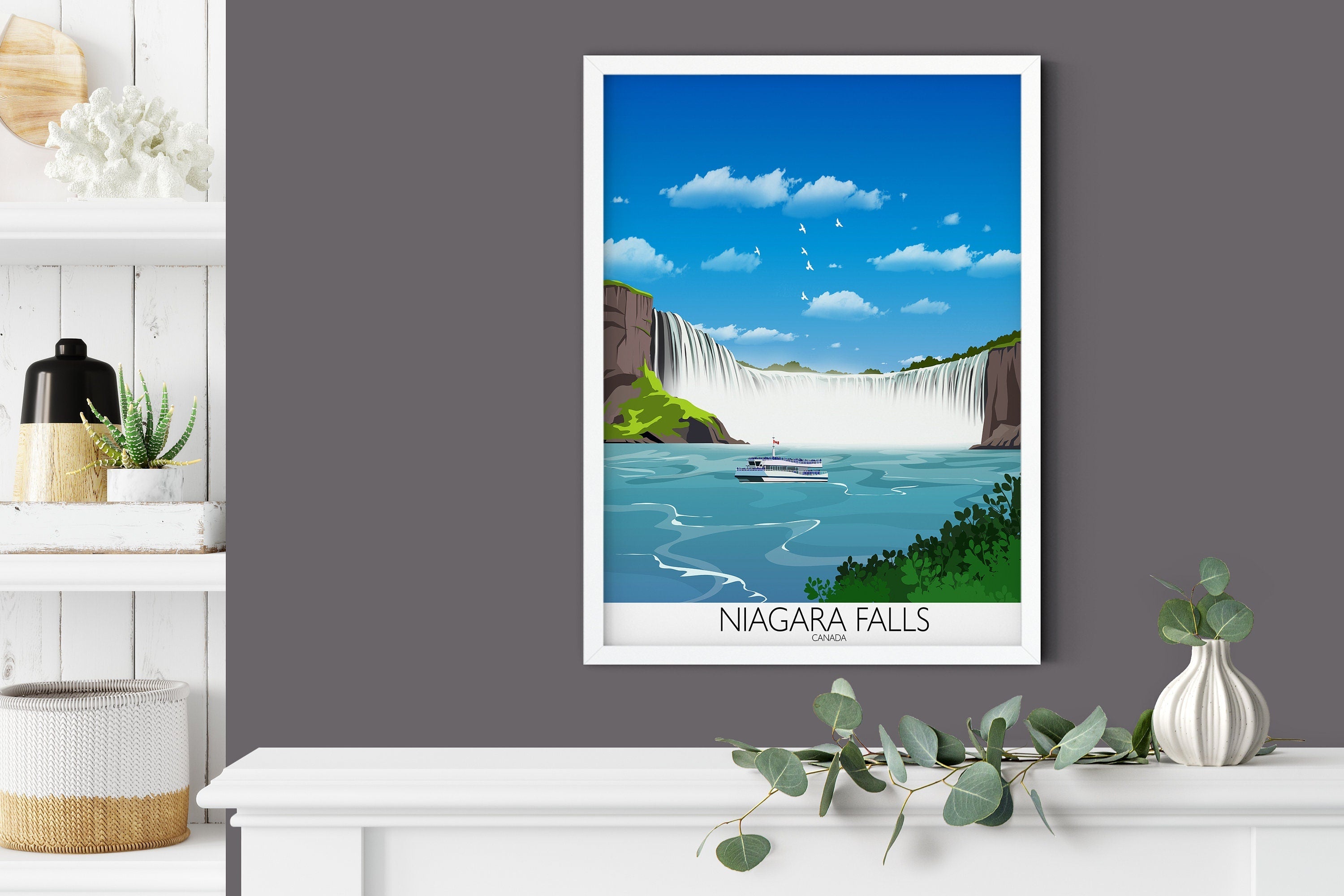 Niagara Falls Travel Poster, Travel Print of Niagara Falls, Niagara Falls, Ontario, Canada NQ Media Designs