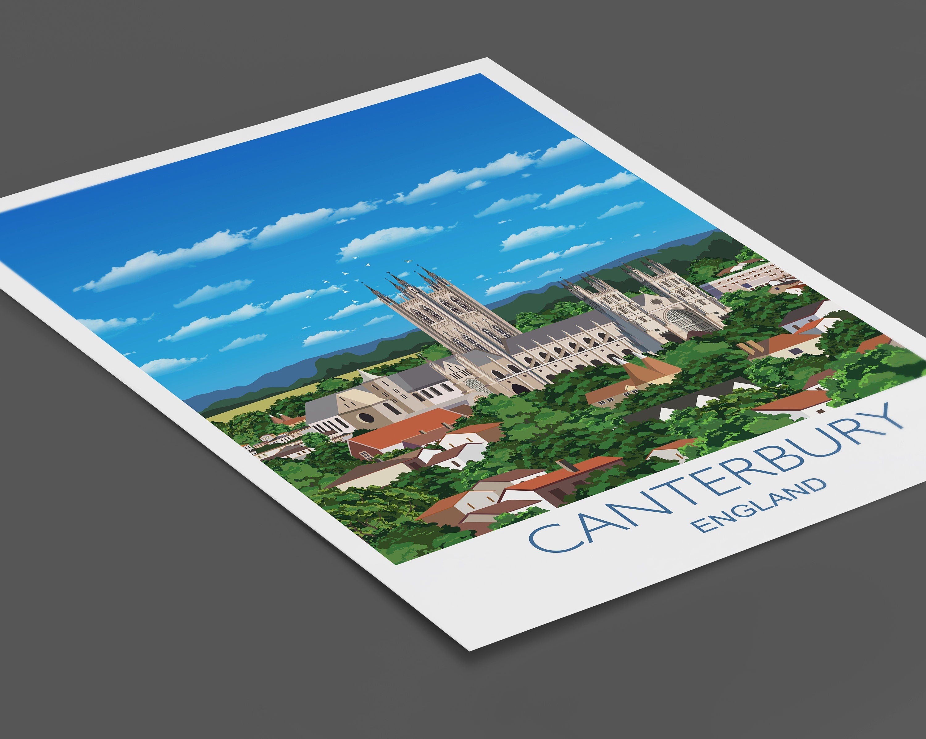 Canterbury Travel Poster, Travel Print of Canterbury, Kent, England, UK NQ Media Designs