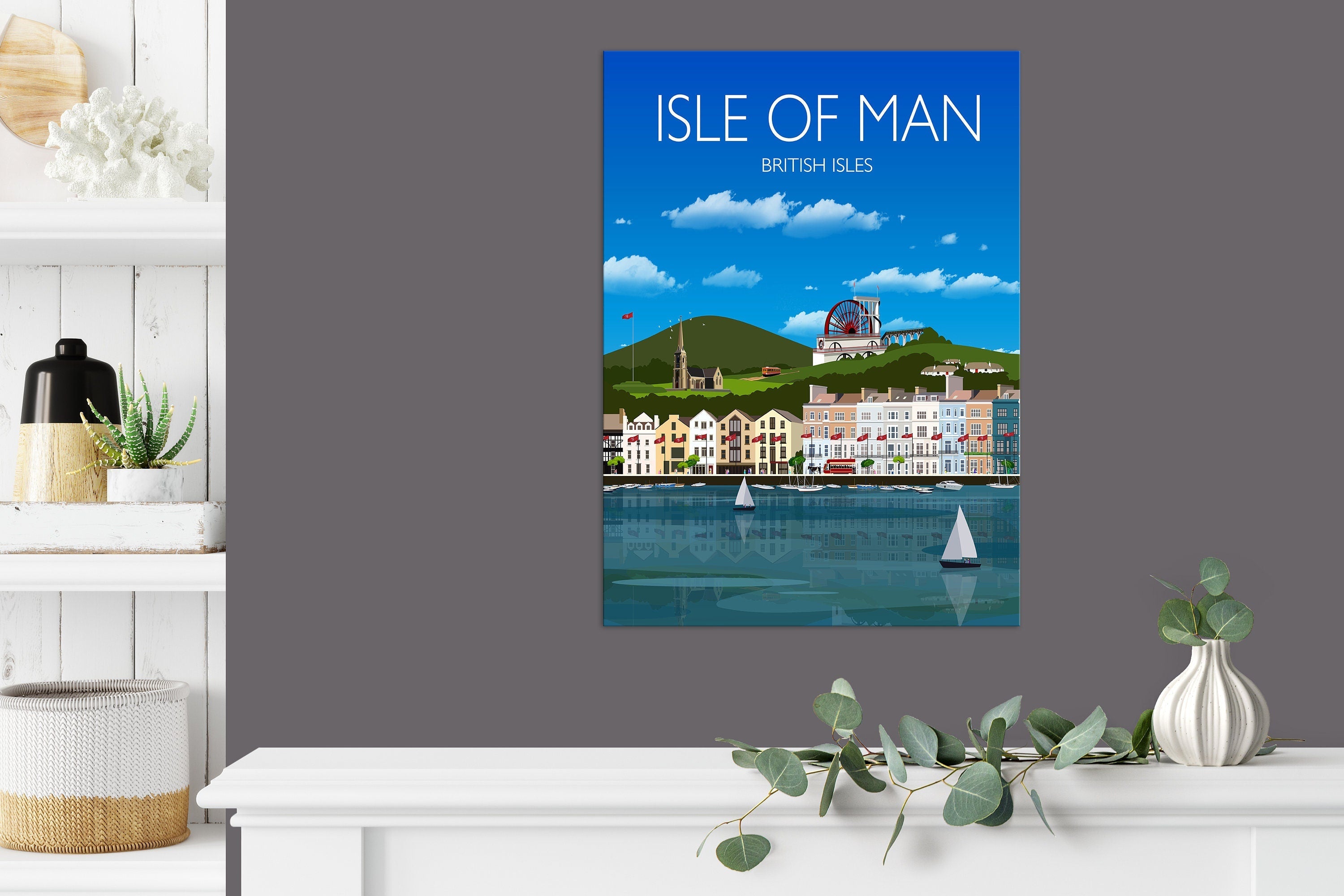 Isle of Man Travel Print, Isle of Man Poster, Isle of Man, British Isles, UK Travel Poster NQ Media Designs
