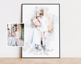 Watercolor Couple Portrait from Photo, Custom Wedding Anniversary Gift for Wife Husband Parents, Engagement Gift for Friend, Unique Wall Art NQ Media Designs