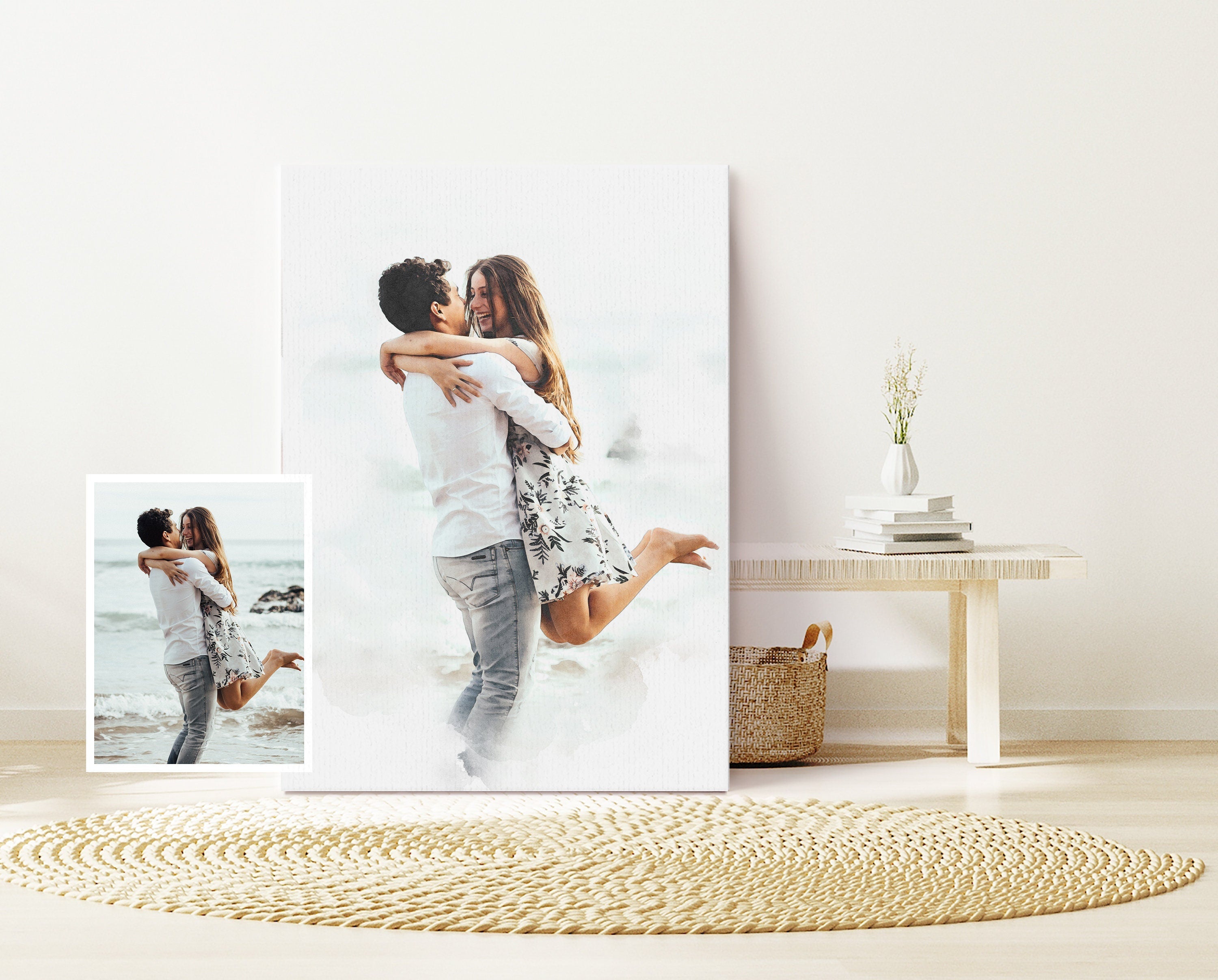 Watercolor Couple Portrait from Photo, Custom Wedding Anniversary Gift for Wife Husband Parents, Engagement Gift for Friend, Unique Wall Art NQ Media Designs