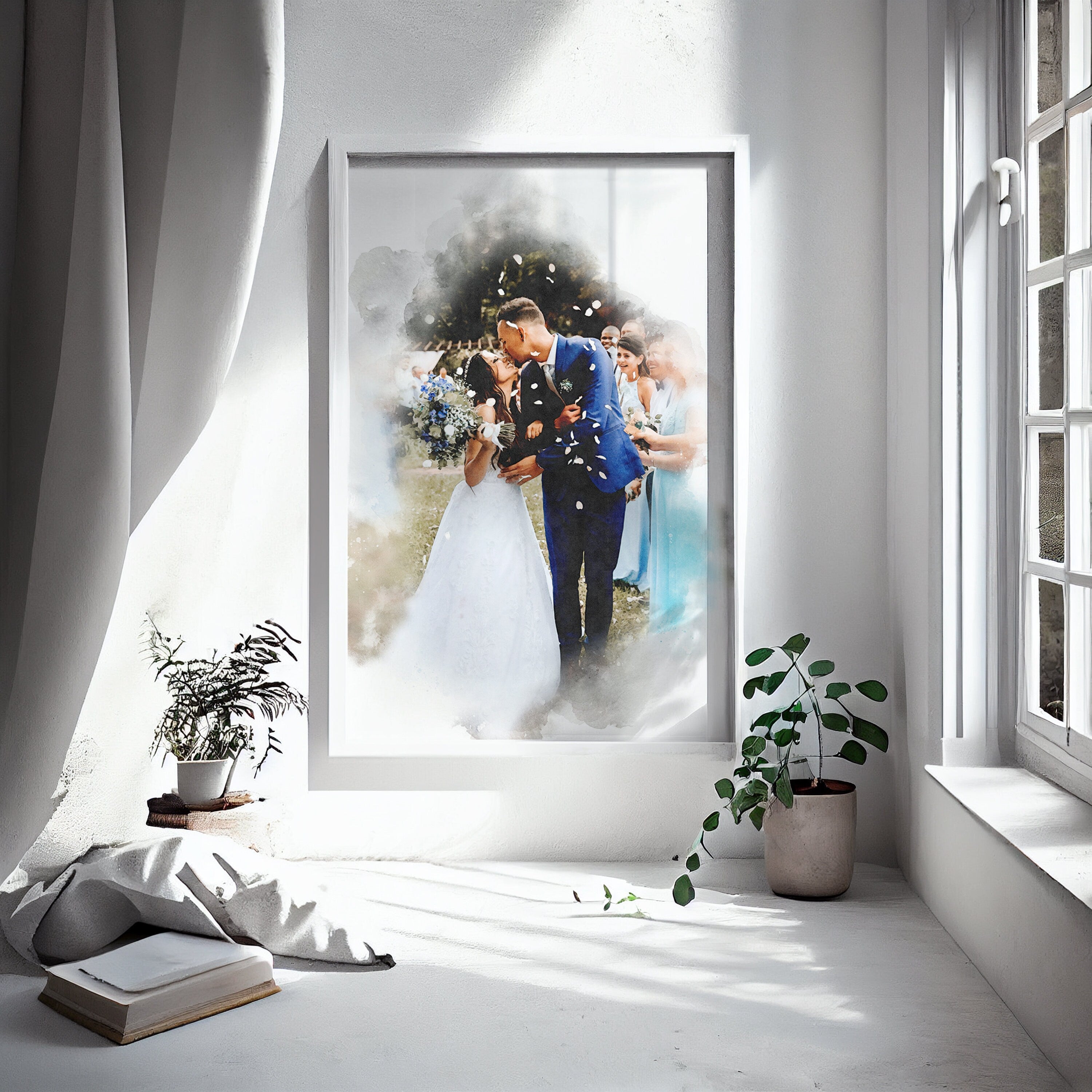Wedding Anniversary Gift for Wife Husband, Watercolour Couple Portrait Painting from Photo, Engagement Gift, 1st Anniversary Gift, Wall Art NQ Media Designs