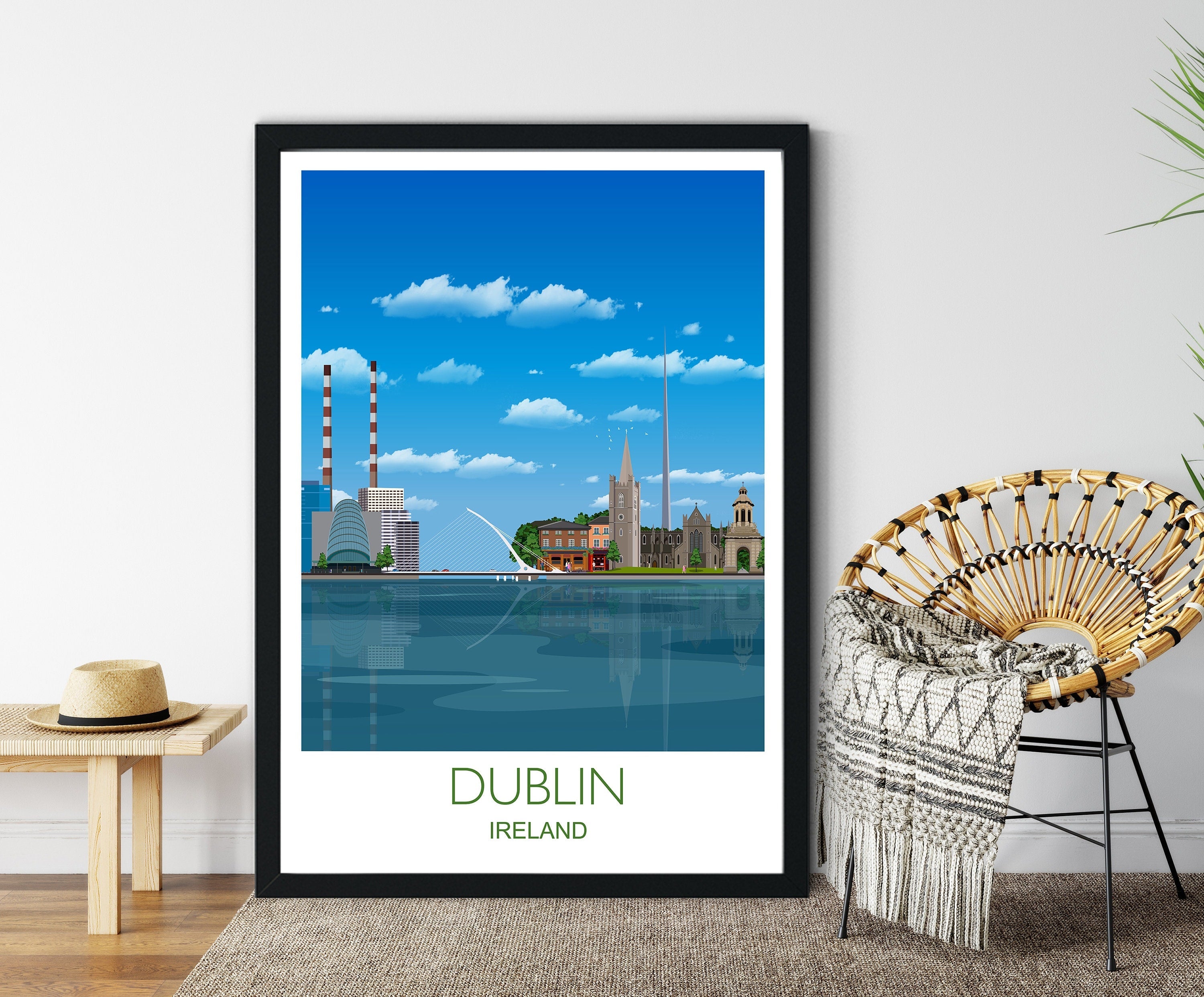 Dublin Travel Poster, Travel Print of Dublin, Dublin, Ireland NQ Media Designs