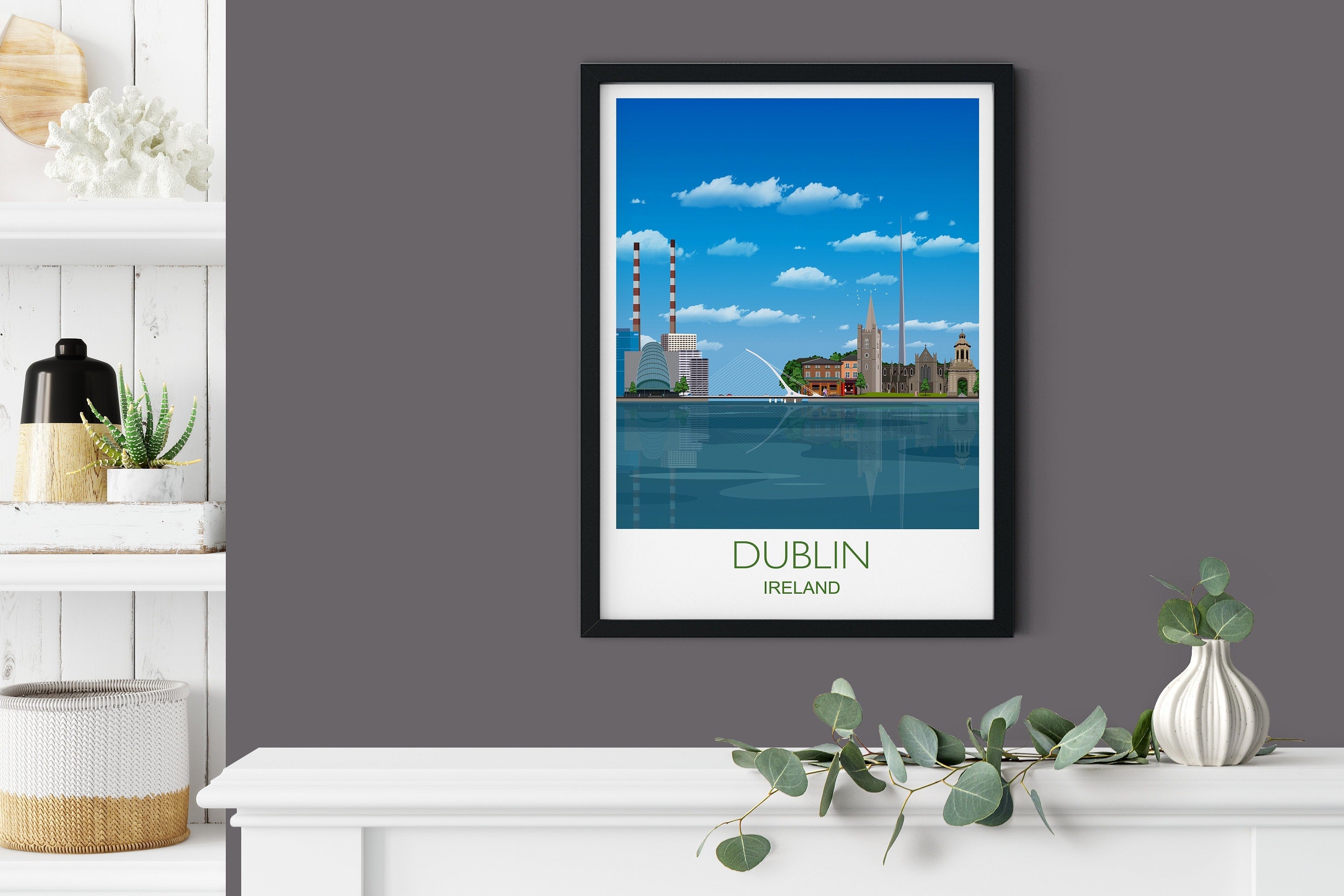 Dublin Travel Poster, Travel Print of Dublin, Dublin, Ireland NQ Media Designs