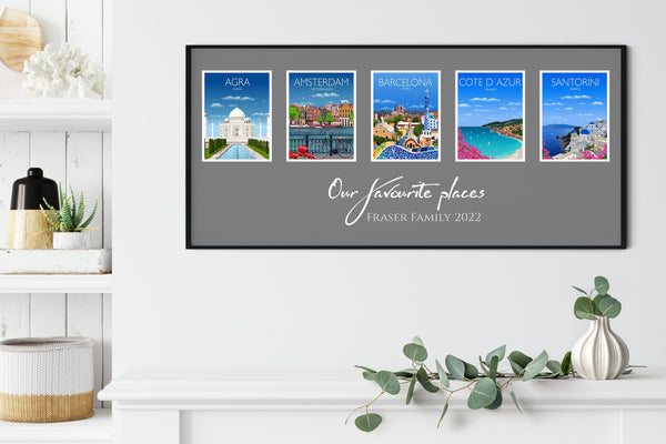 Travel Prints Collage | Travel Posters Collage | Birthday Gift | Mothers Day gift | Honeymoon gift | Wedding gift