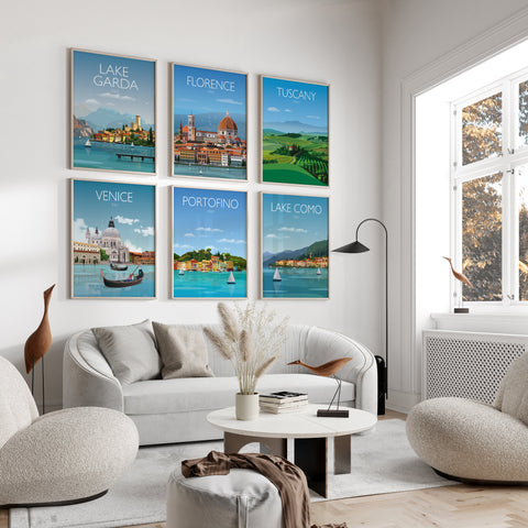 Travel Wall Art Print Gift Set, 6 Travel Posters,  City Prints, Adventure Travel Wall Art, Barcelona, London, New York and many more!