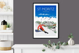 St Moritz Travel Poster, Travel Print of St Moritz, St Moritz, Switzerland NQ Media Designs