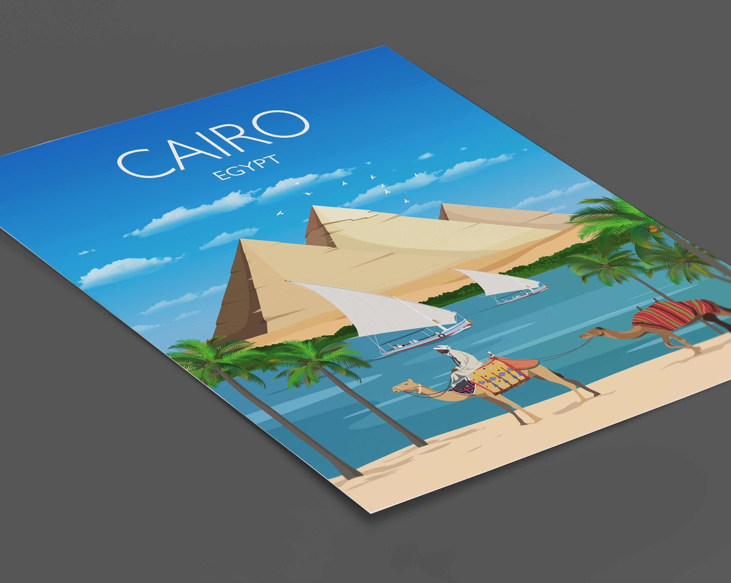 Cairo Travel Poster, Travel Print of Cairo, Cairo, Pyramids, Egypt NQ Media Designs