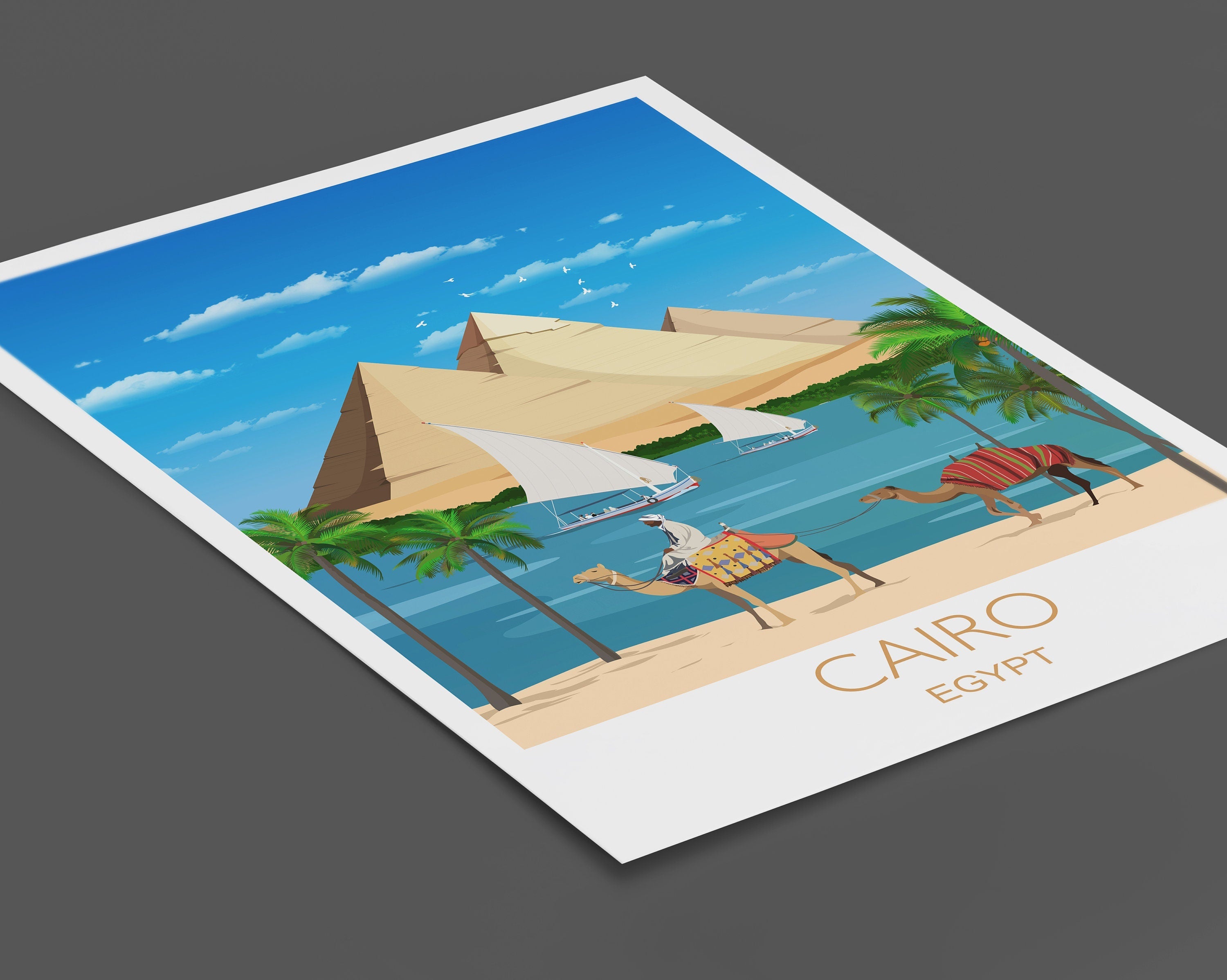 Cairo Travel Print, Cairo Travel Poster, Pyramids, Egypt, Egypt Travel Poster NQ Media Designs