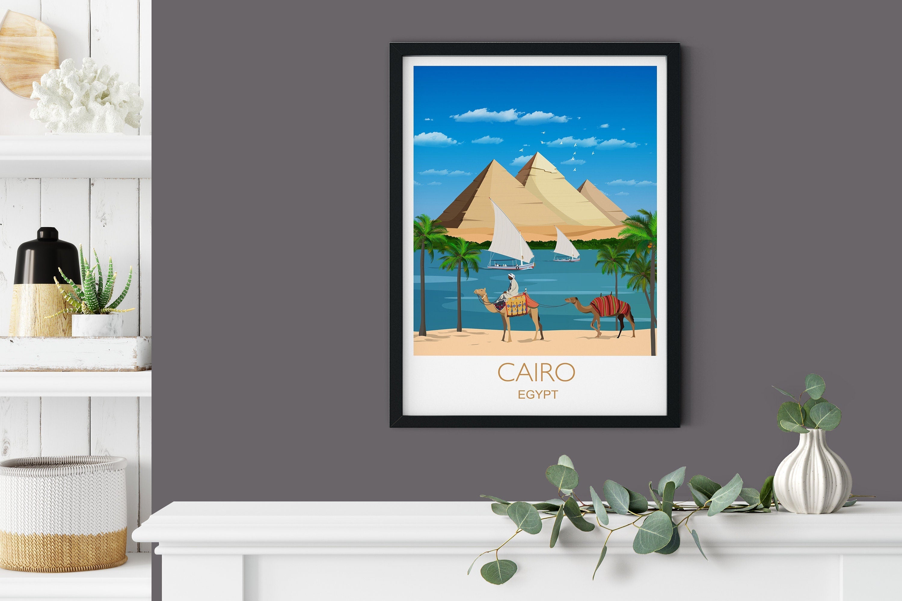 Cairo Travel Print, Cairo Travel Poster, Pyramids, Egypt, Egypt Travel Poster NQ Media Designs