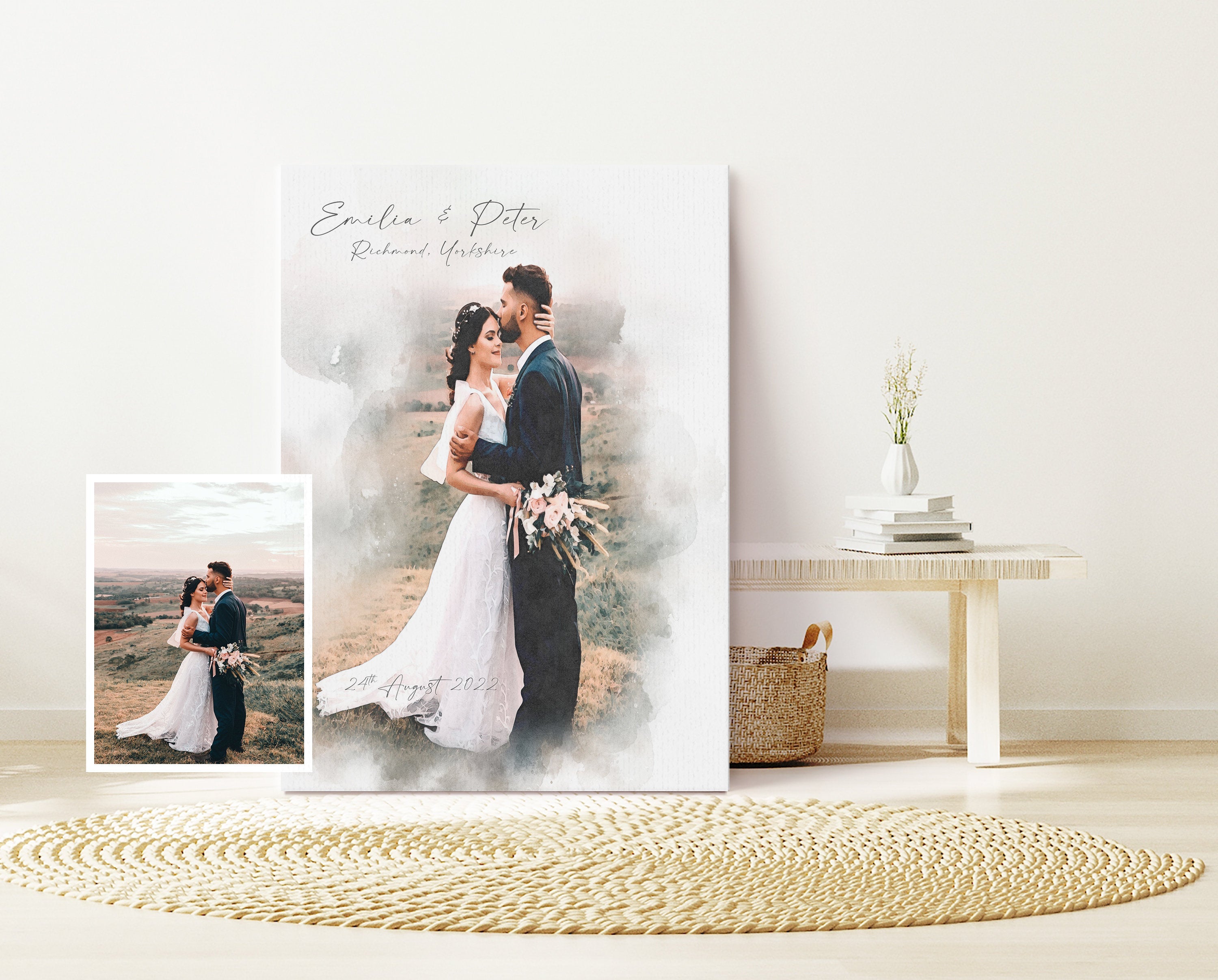Wedding Anniversary Gift for Wife Husband, Watercolour Couple Portrait Painting from Photo, Engagement Gift, 1st Anniversary Gift, Wall Art NQ Media Designs