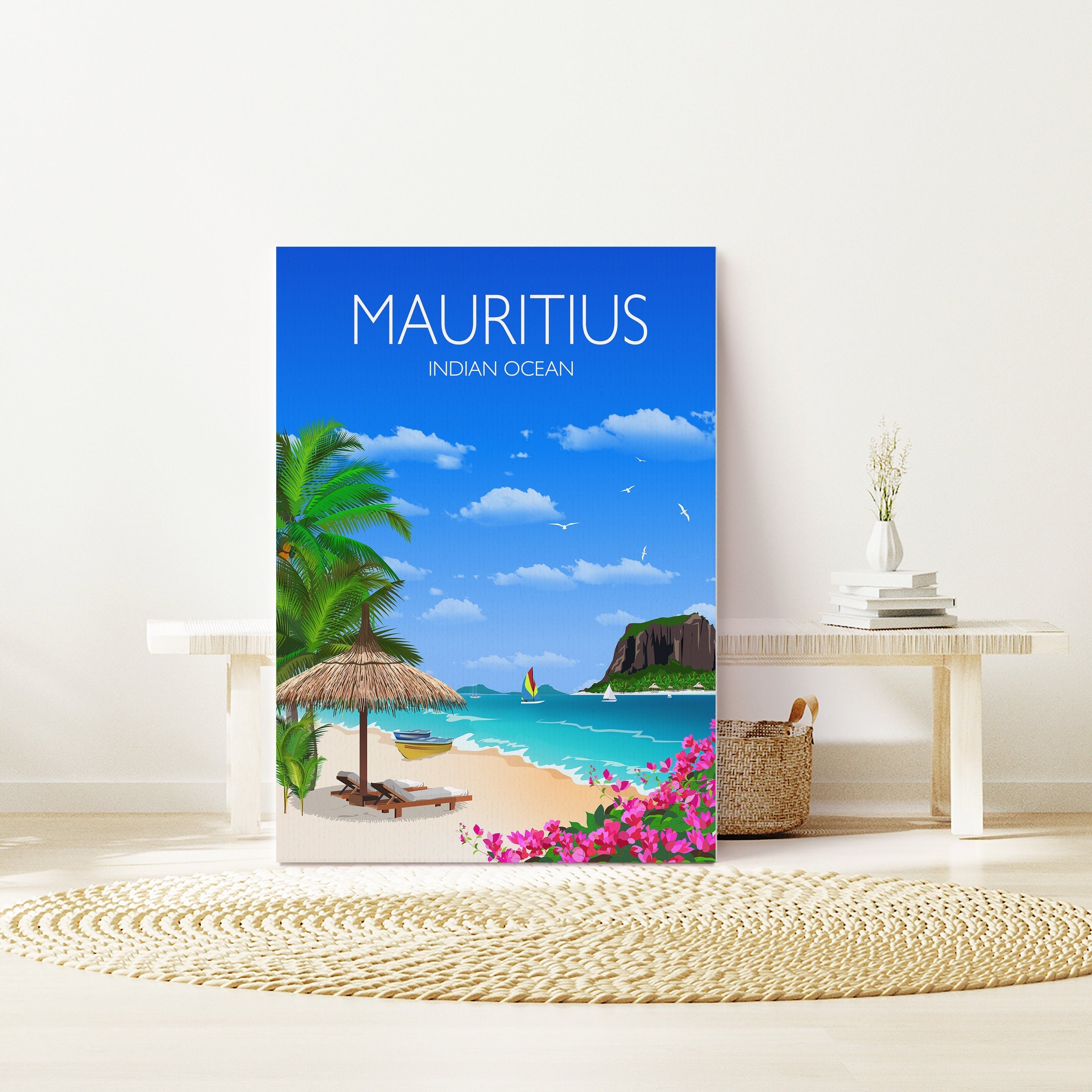 Mauritius Travel Poster, Travel Print of Mauritius, Indian Ocean NQ Media Designs