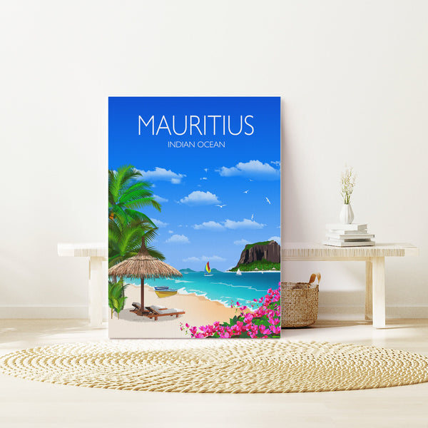 Mauritius Travel Poster, Travel Print of Mauritius, Indian Ocean