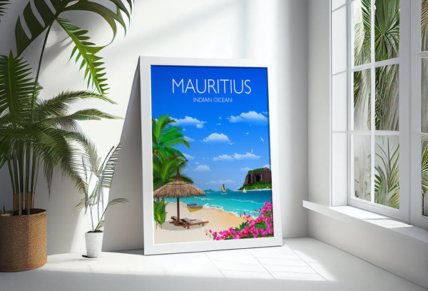 Mauritius Travel Poster, Travel Print of Mauritius, Indian Ocean