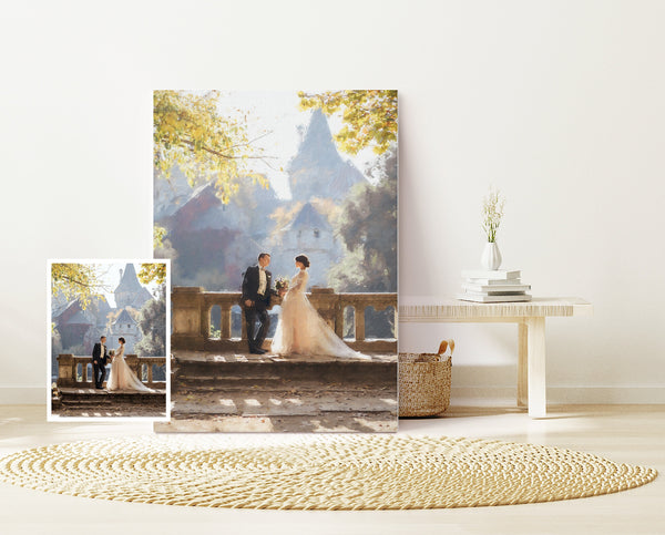 Portrait Painting from your Photo, Personalized Wedding Anniversary Painting, Custom Couple Portrait, Digital Print on Canvas, Family gift