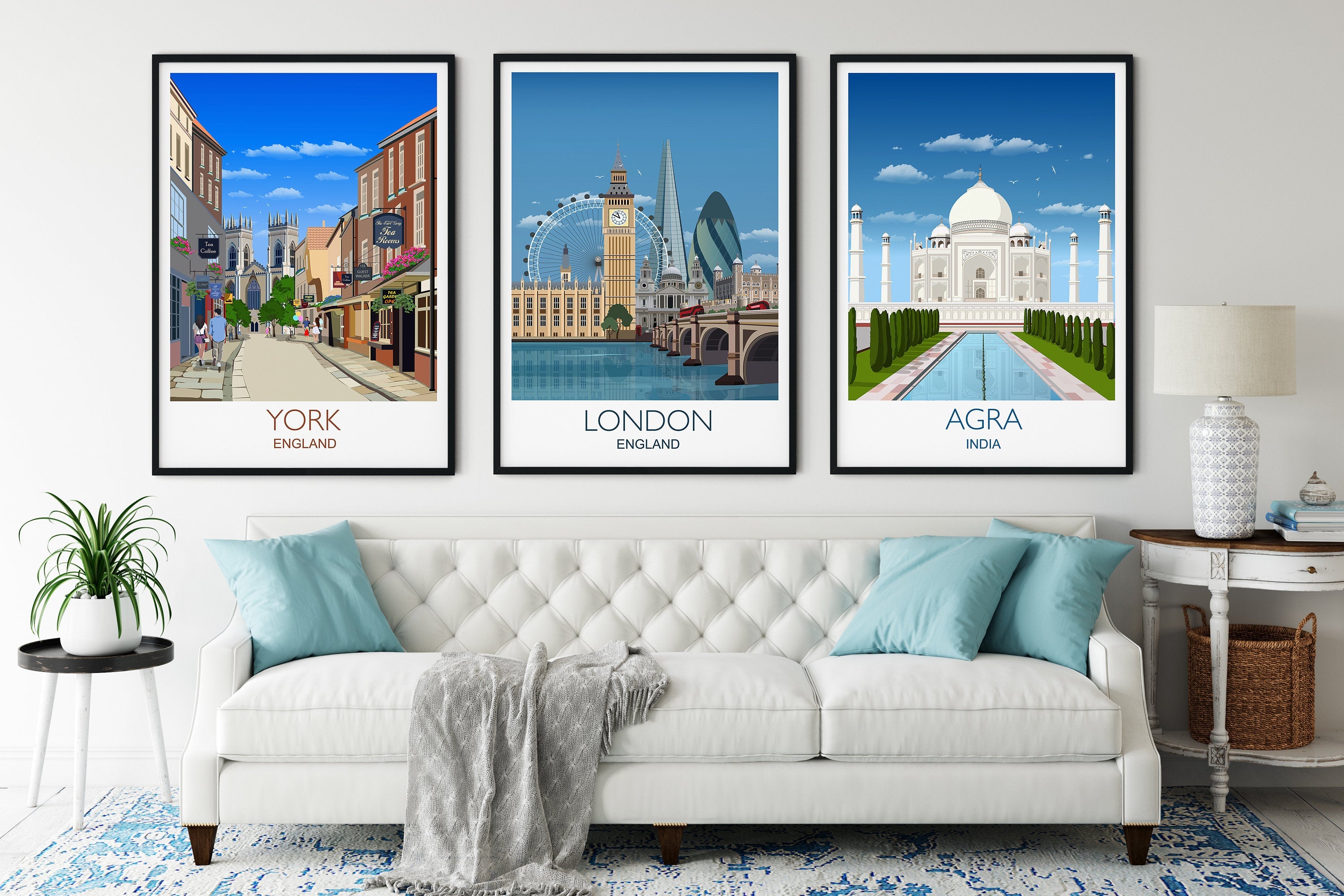 Travel Print Set | Set of 3 Prints | Wall Art Prints | City Prints | Adventure Travel Art | Barcelona, London, New York and many more! NQ Media Designs