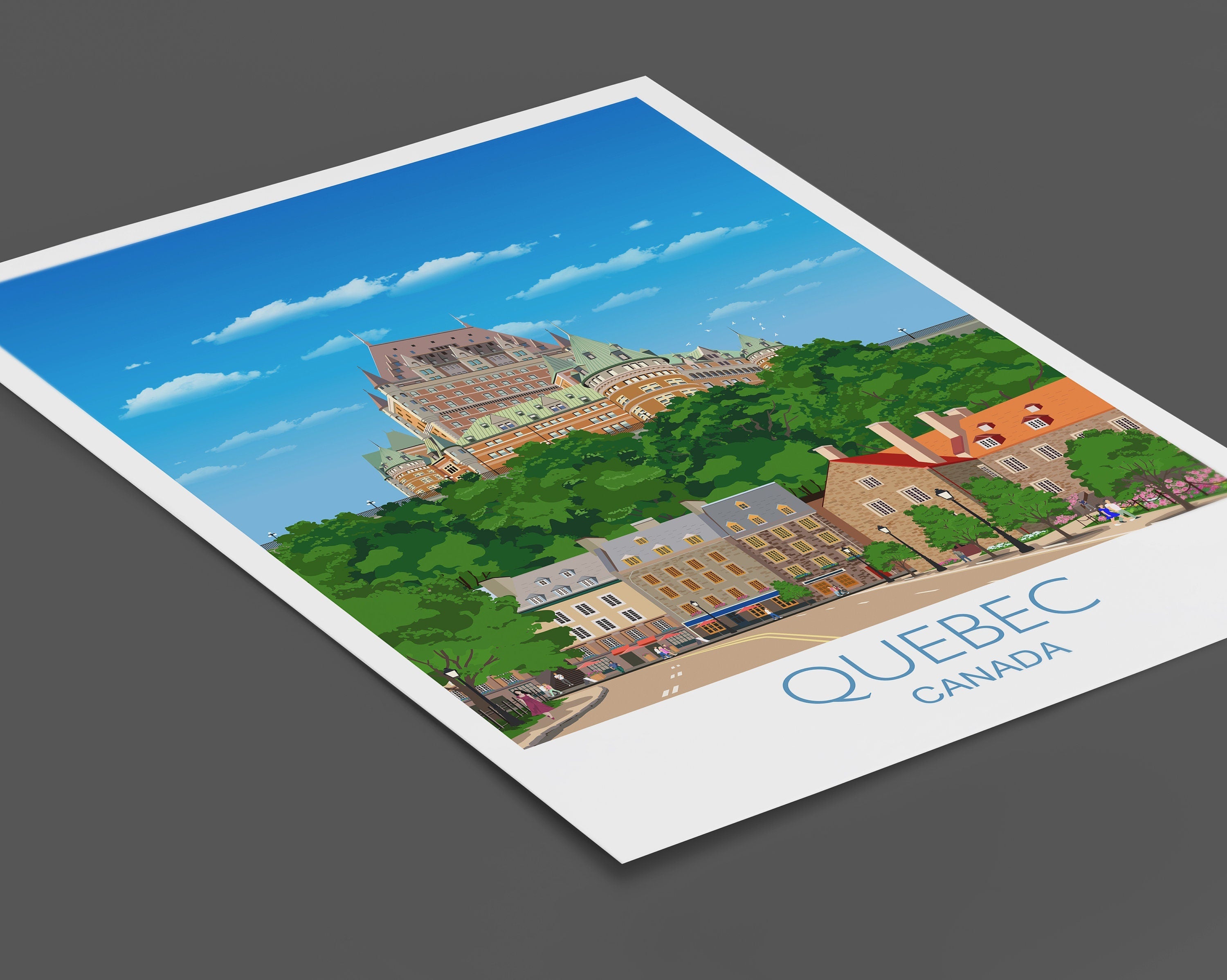 Quebec Travel Poster, Travel Print of Quebec, City of Quebec, Canada NQ Media Designs
