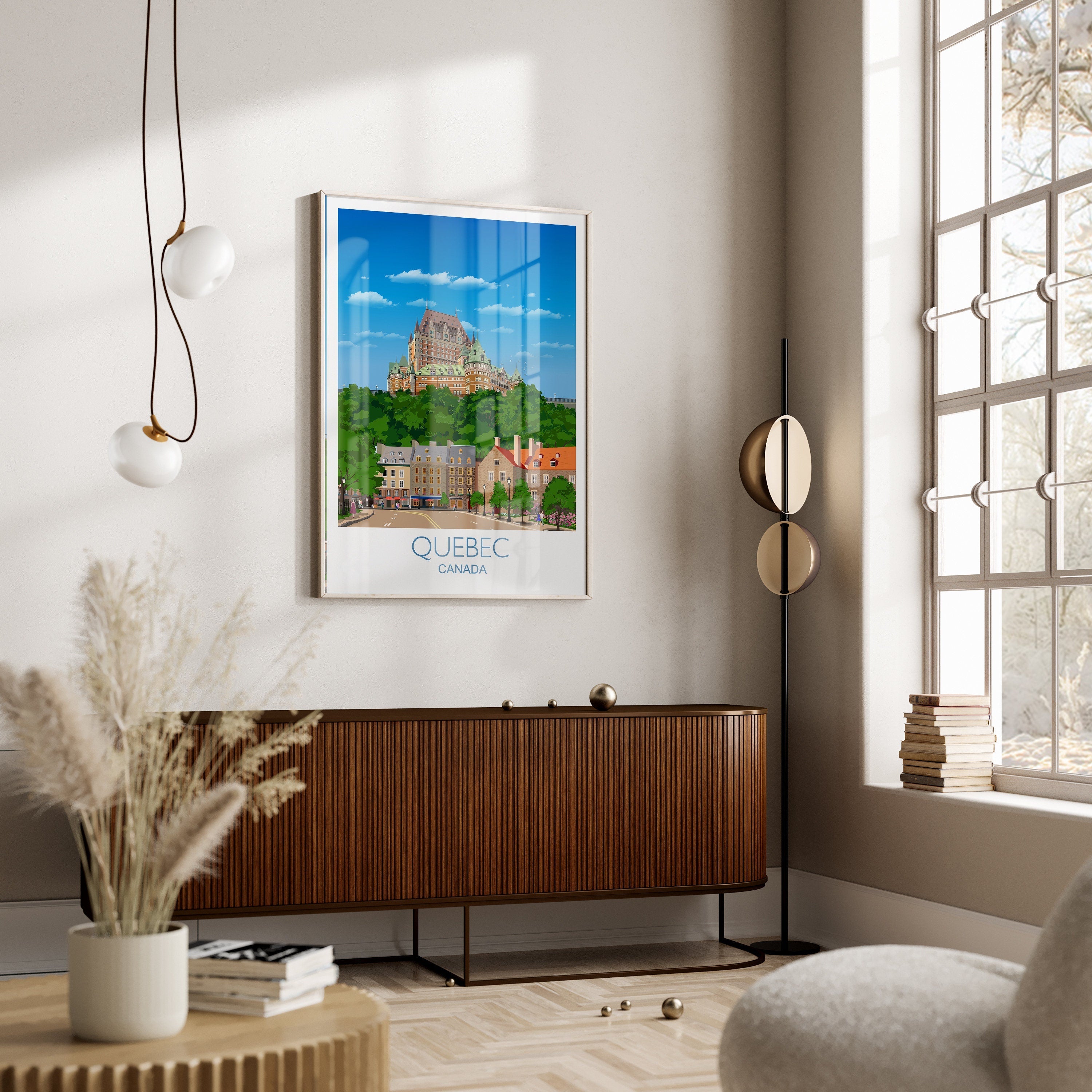 Quebec Travel Poster, Travel Print of Quebec, City of Quebec, Canada NQ Media Designs