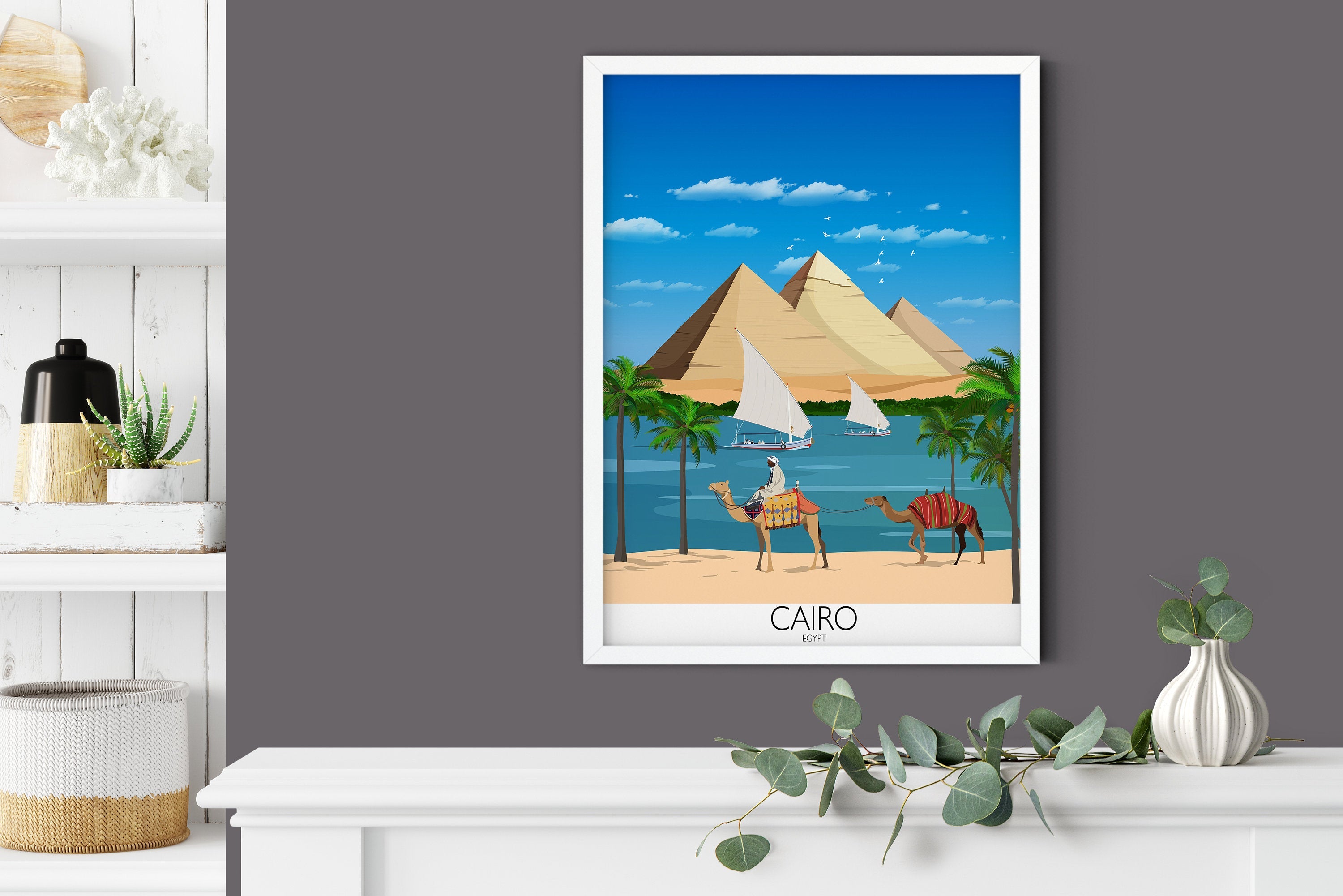 Cairo Travel Poster, Travel Print of Cairo, Cairo, Pyramids, Egypt NQ Media Designs