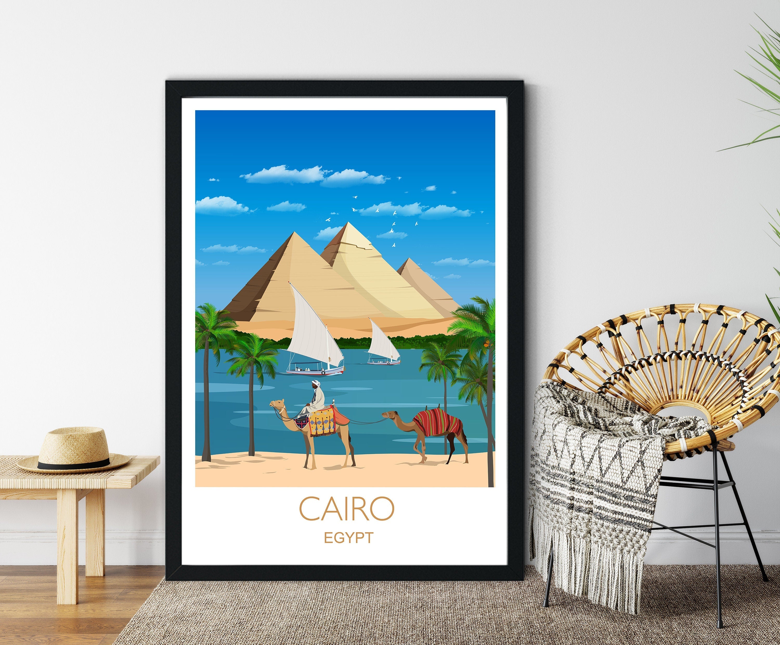 Cairo Travel Print, Cairo Travel Poster, Pyramids, Egypt, Egypt Travel Poster NQ Media Designs