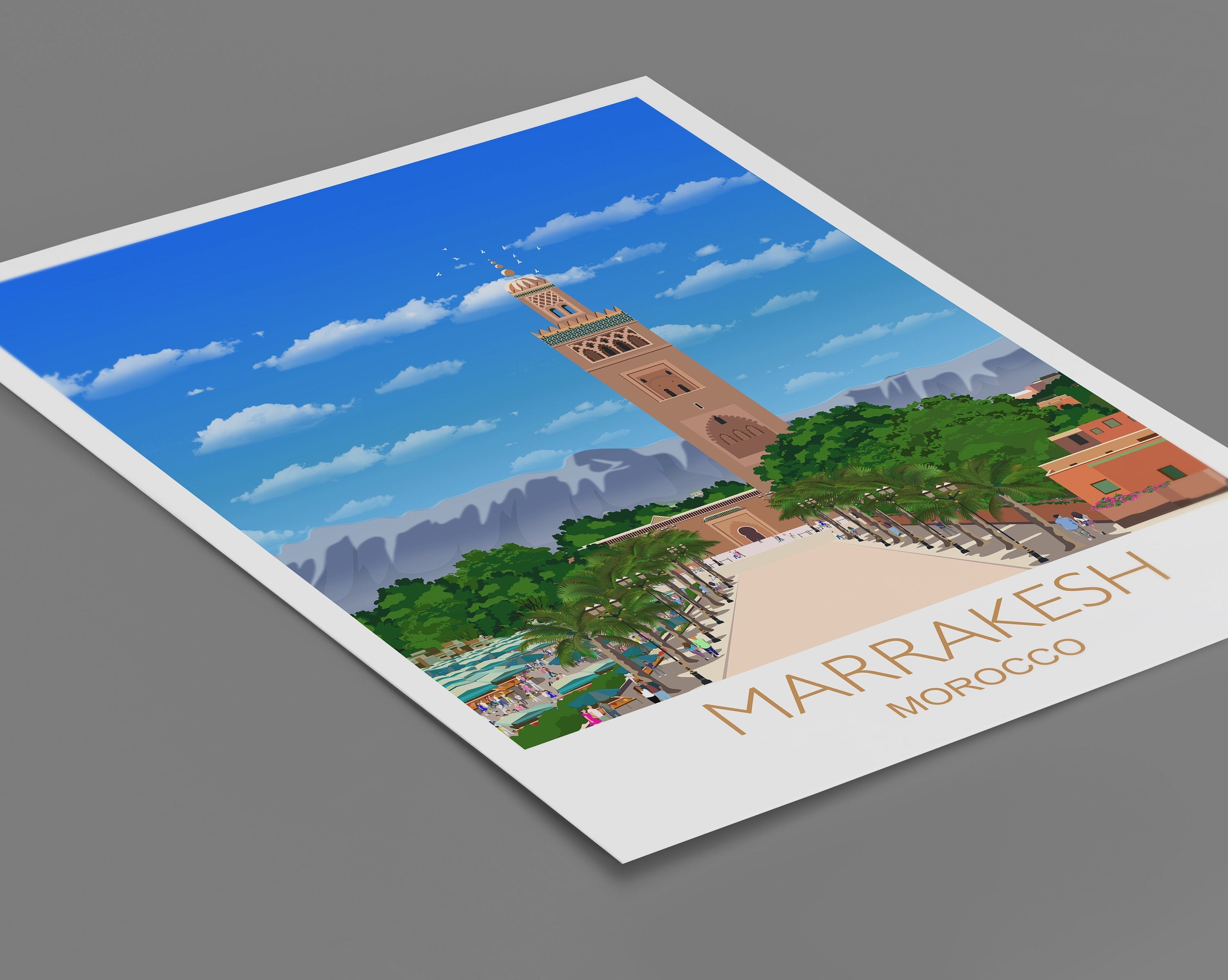 Marrakesh Travel Poster Travel Print of Marrakesh, Marrakesh, Morocco NQ Media Designs