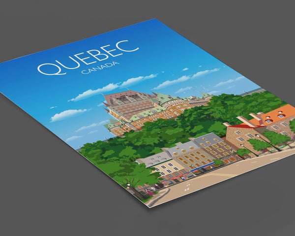 Quebec Travel Poster, Travel Print of Quebec, City of Quebec Canada