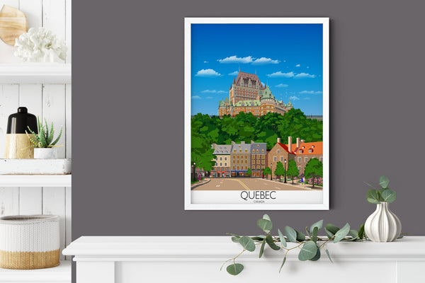 Quebec Travel Poster, Travel Print of Quebec, City of Quebec Canada
