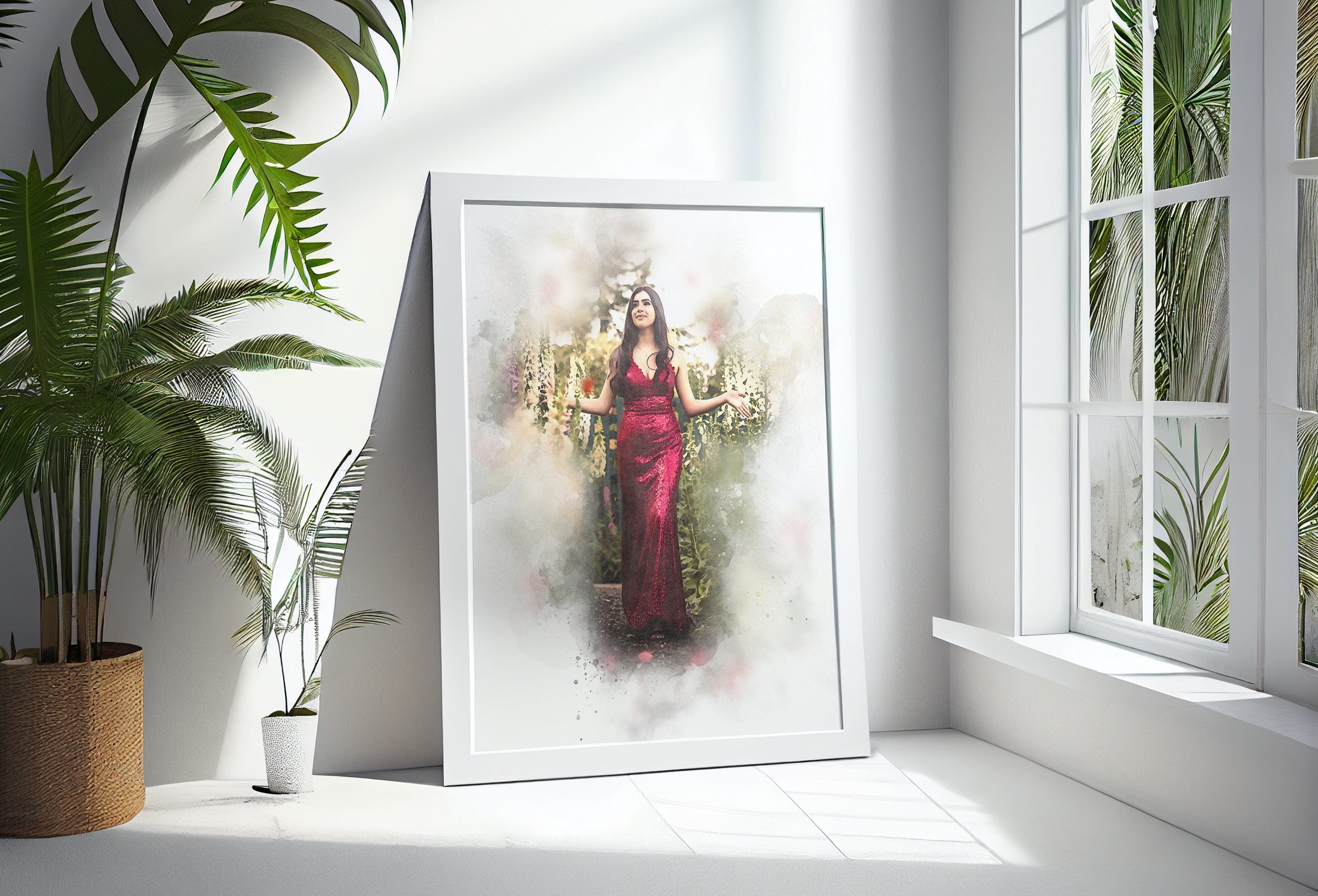 Prom Dress Watercolour, Portrait from Photo, Custom Prom Gift for Daughter, Graduation gift, Gift for Parents, Gift for Son, Gift for Friend NQ Media Designs