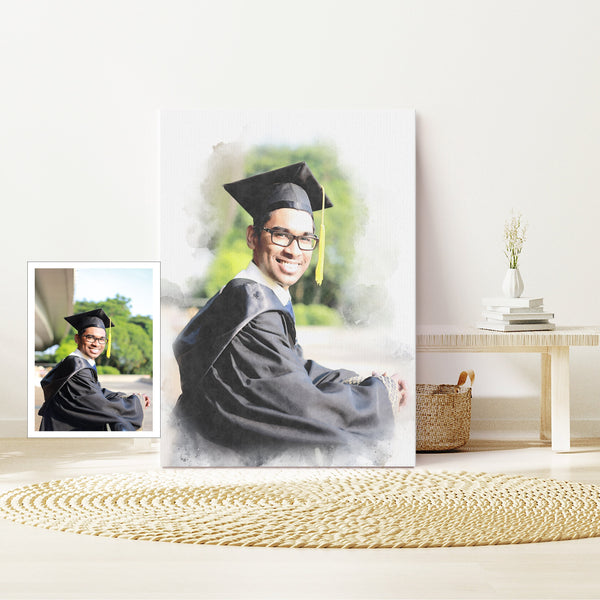 Graduation Watercolour, Portrait from Photo, Custom Gift for Daughter, Graduation gift, Gift for Parents, Gift for Son, Gift for Friend