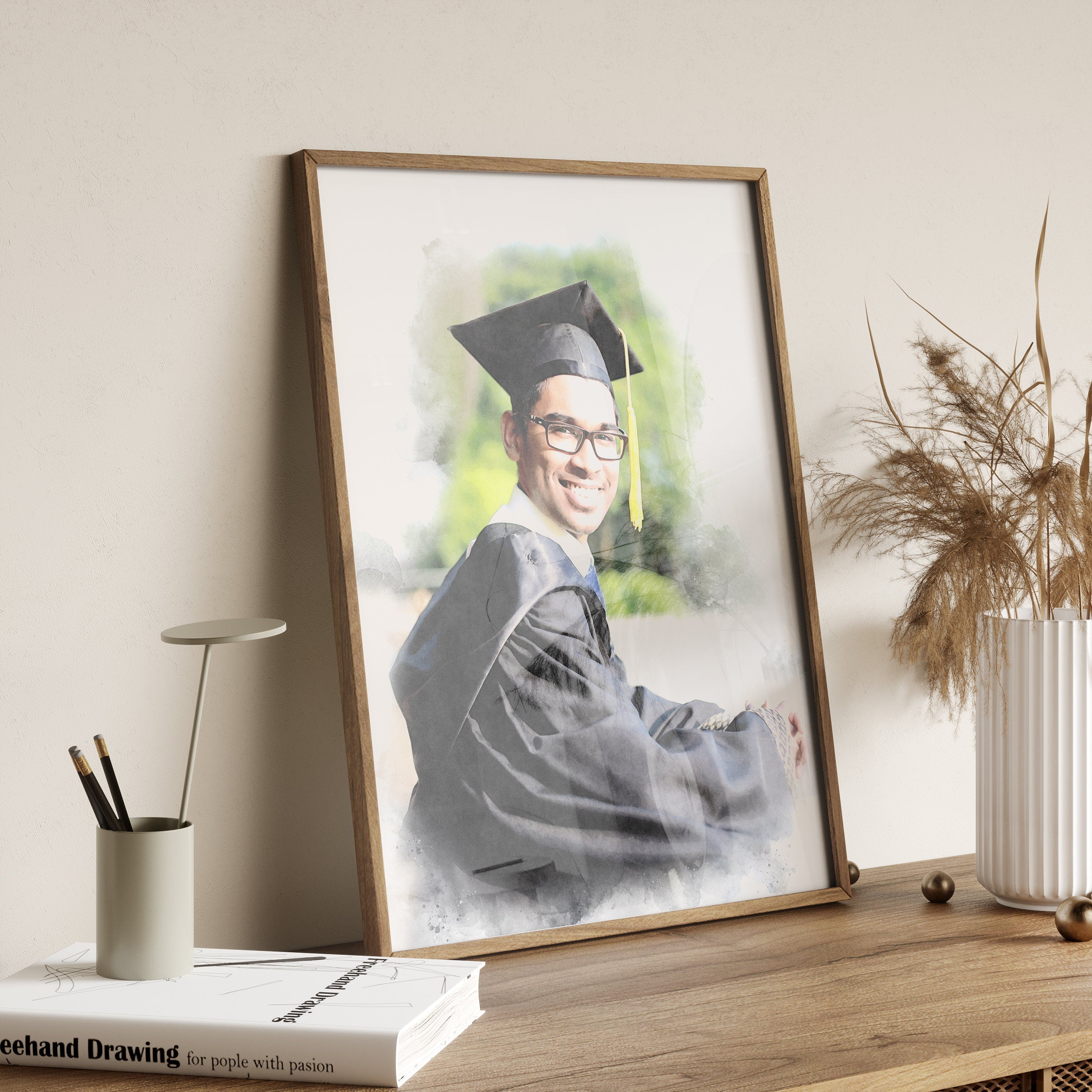 Graduation Watercolour, Portrait from Photo, Custom Gift for Daughter, Graduation gift, Gift for Parents, Gift for Son, Gift for Friend NQ Media Designs